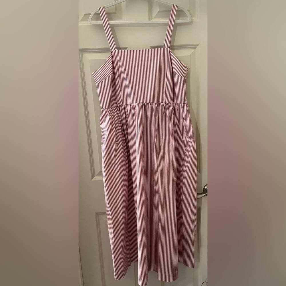NWT New Day Target midi dress Striped dusty pink/red & white pockets sundress L